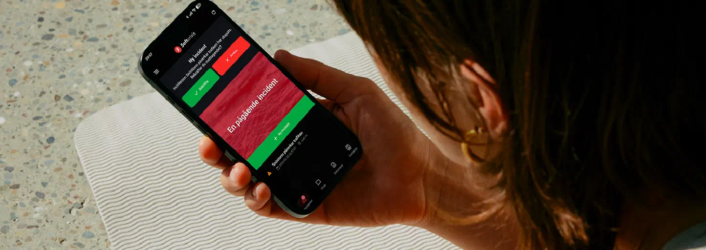 SoftCrisis krisapp hemskärm med incidentöversikt